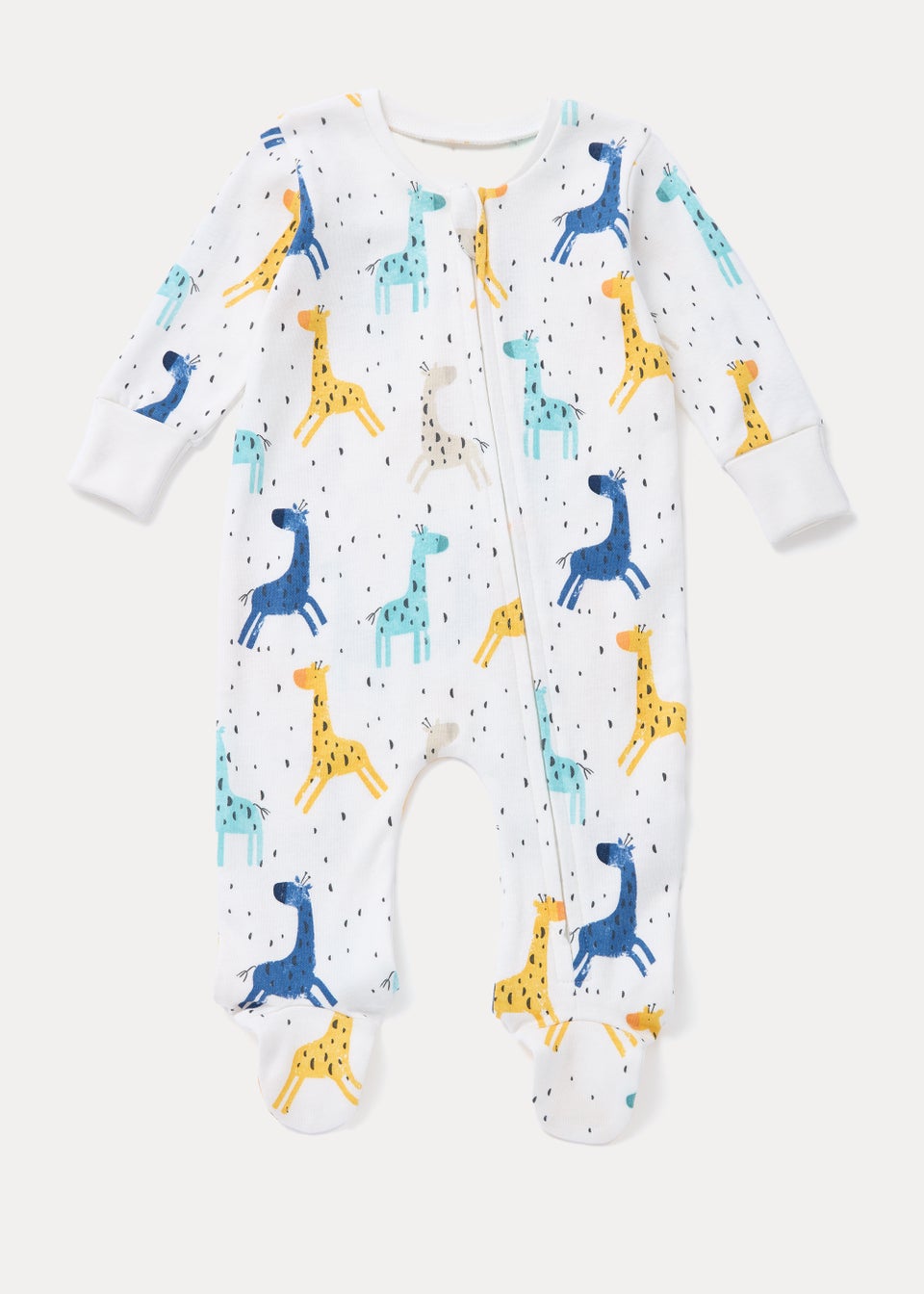 Baby Cream Giraffe Print Zip Sleepsuit (Newborn-18mths) - Matalan