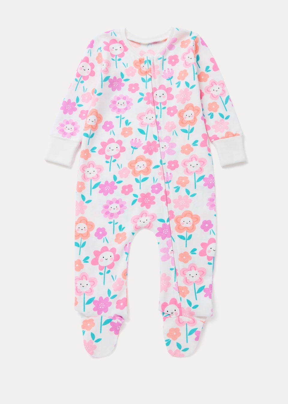 Baby Multicoloured Flower Print Zipped Sleepsuit (Newborn-18mths)