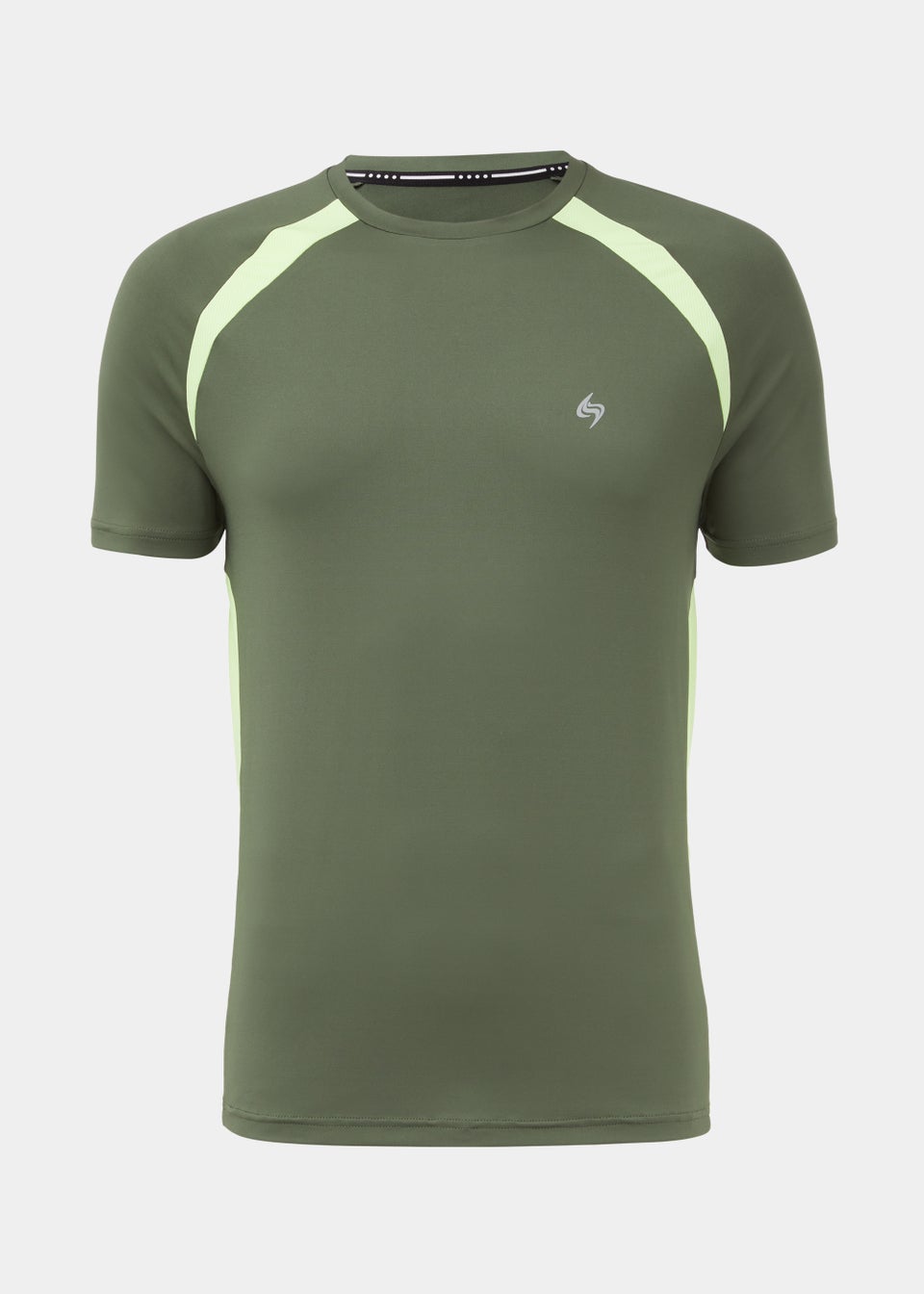 Souluxe Khaki Colour Panel Sports T-Shirt