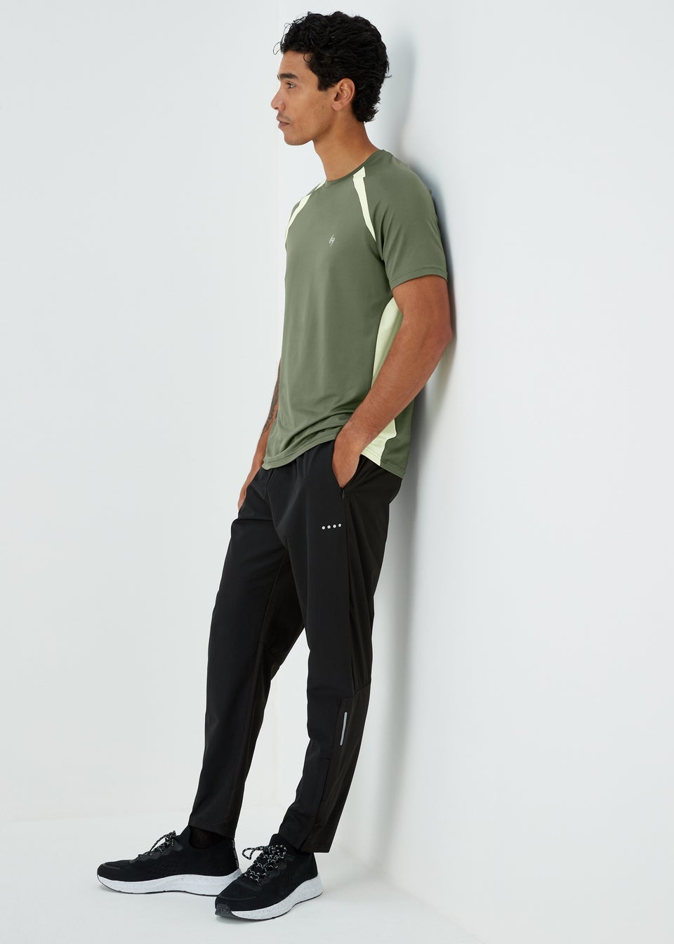Souluxe Khaki Colour Panel Sports T-Shirt