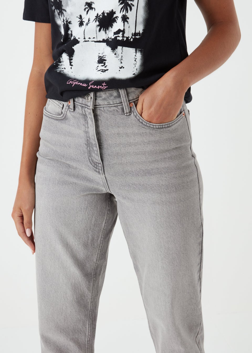 Ava Grey Mom Jeans