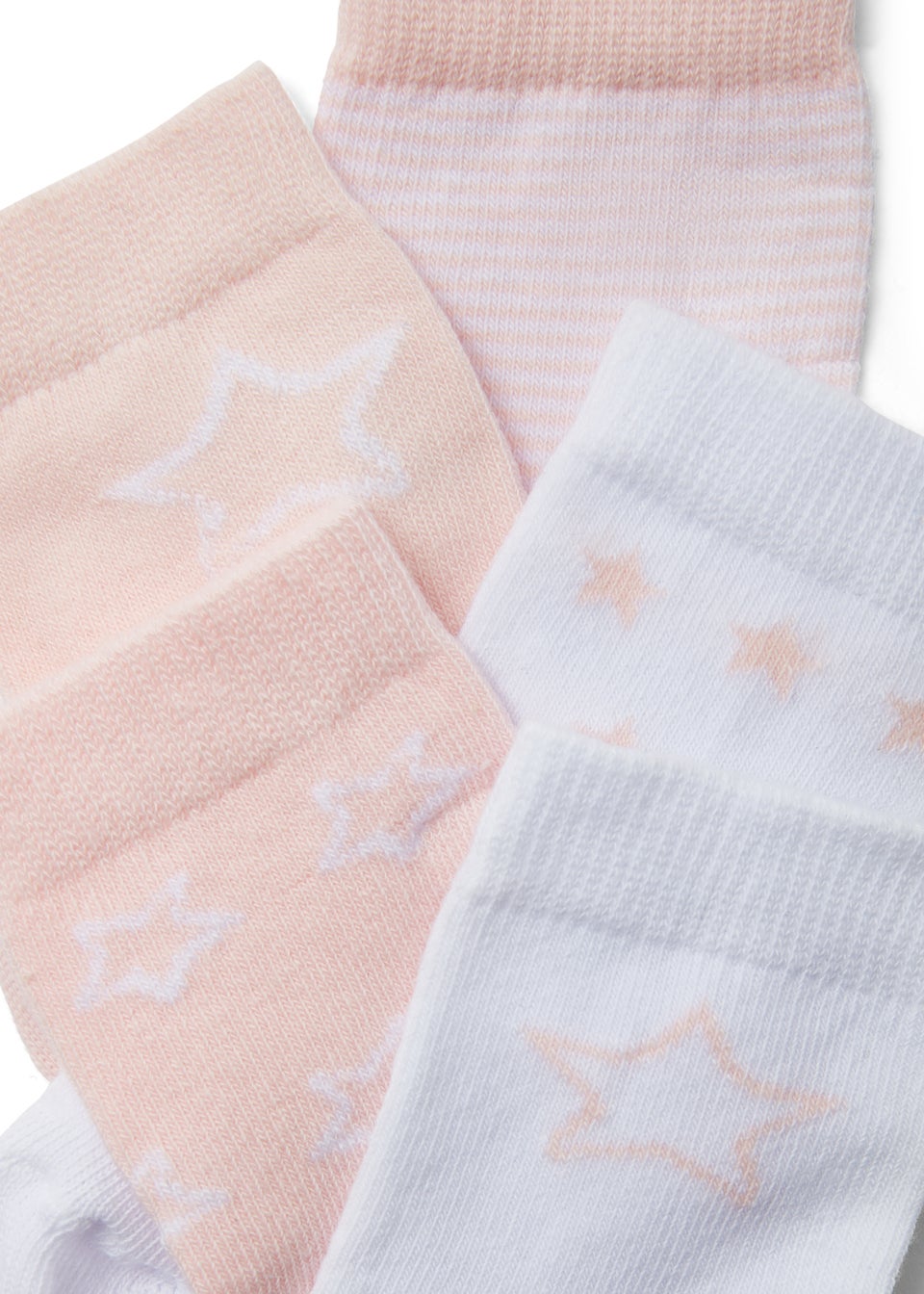 5 Pack Pink & White Baby Socks (Newborn-23mths)