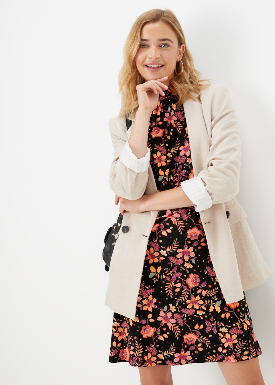 Multicoloured Floral Print Mini Dress