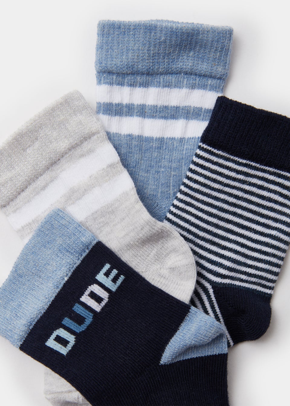 4 Pack Blue Sports Socks (Newborn-23mths)