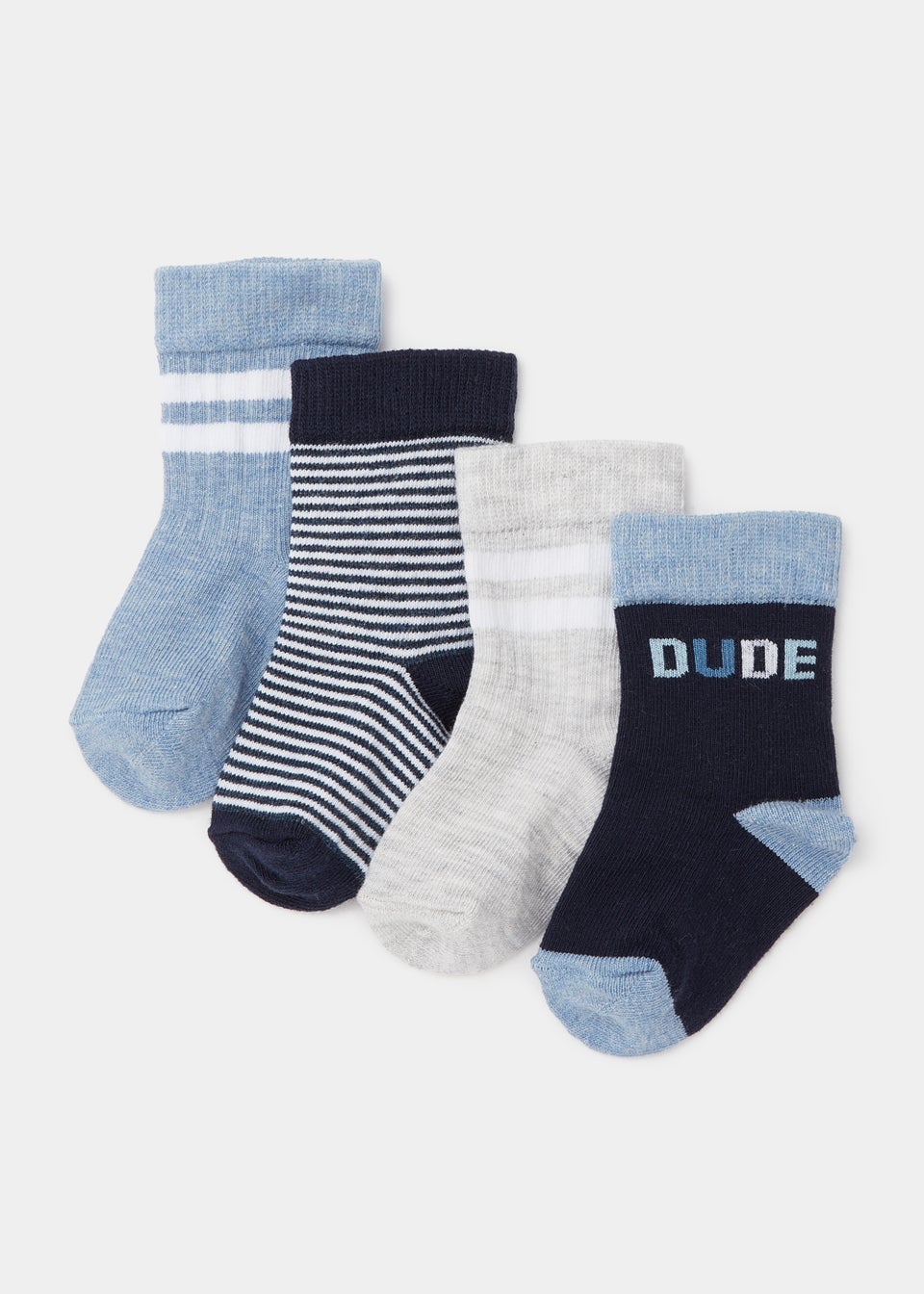 4 Pack Blue Sports Socks (Newborn-23mths)