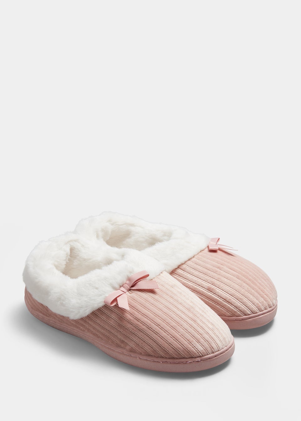 Pink Faux Fur Slippers - Matalan