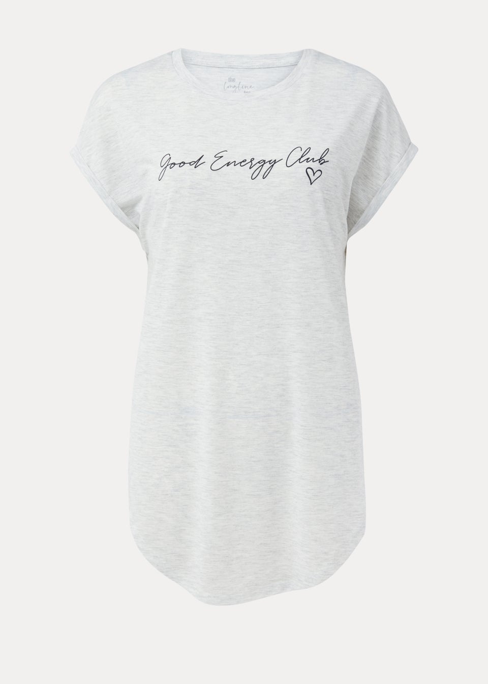 Grey Marl Slogan Longline T-Shirt