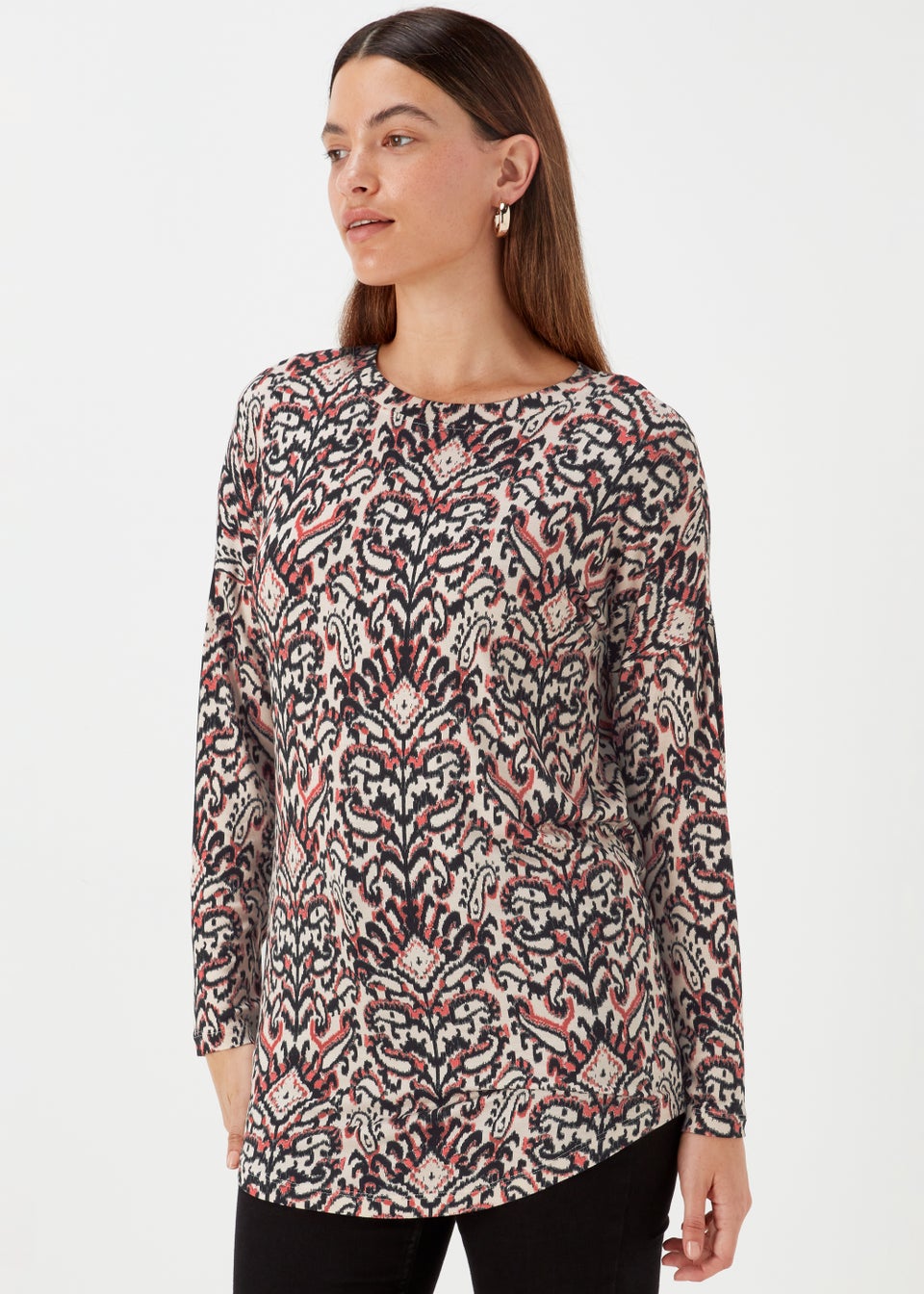 Pink Print Longline Top - Matalan