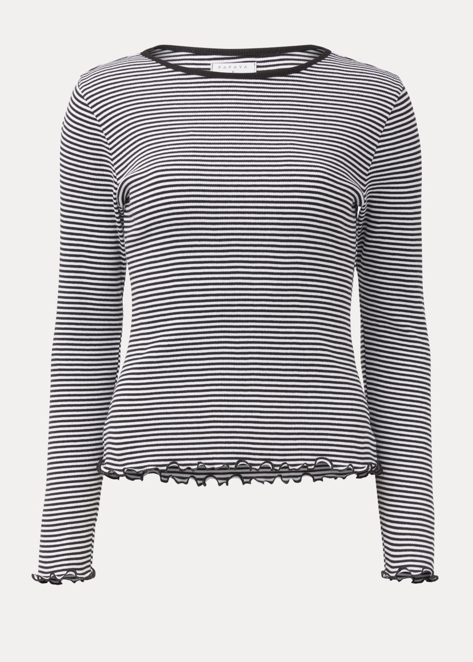 Black Stripe Ribbed Long Sleeve T-Shirt