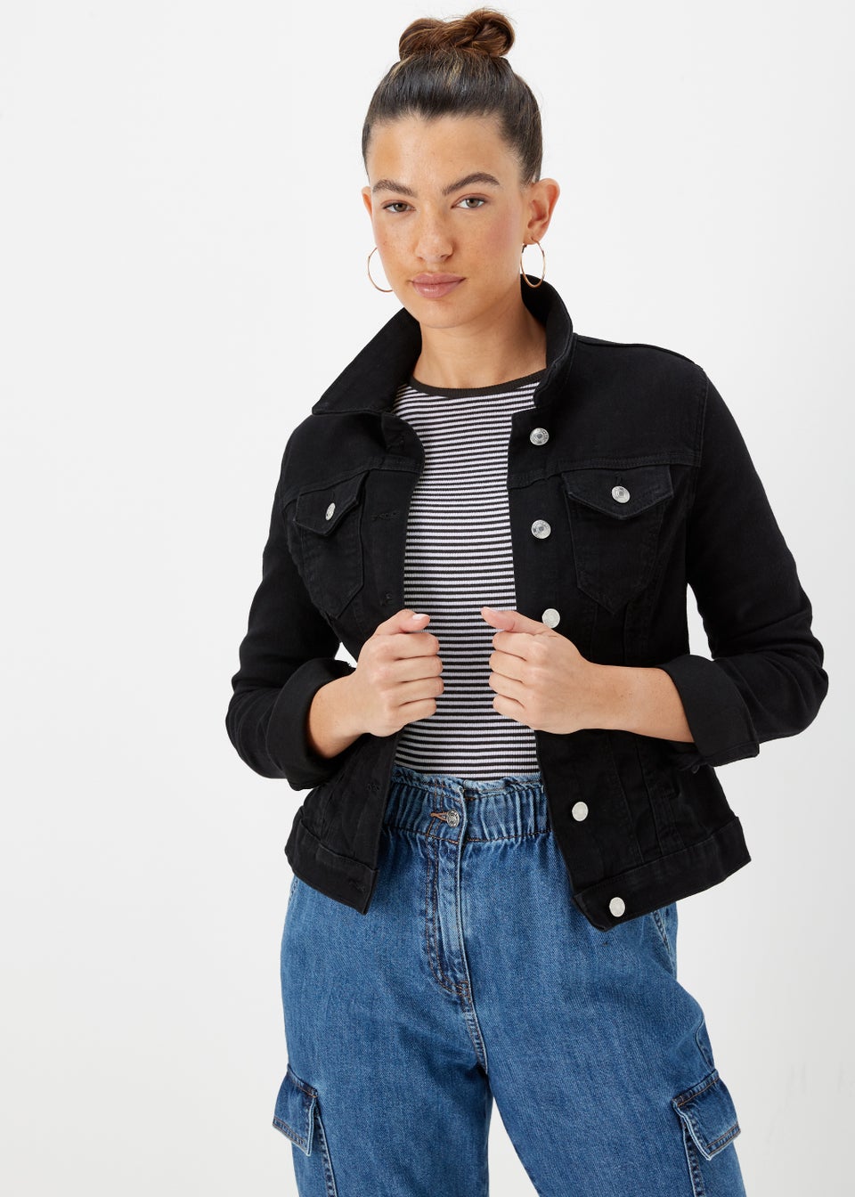 Black Stripe Ribbed Long Sleeve T-Shirt