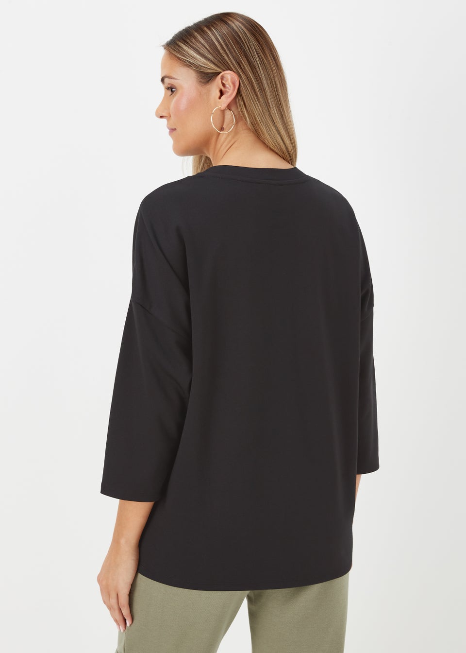 Black Ponte 3/4 Sleeve Top