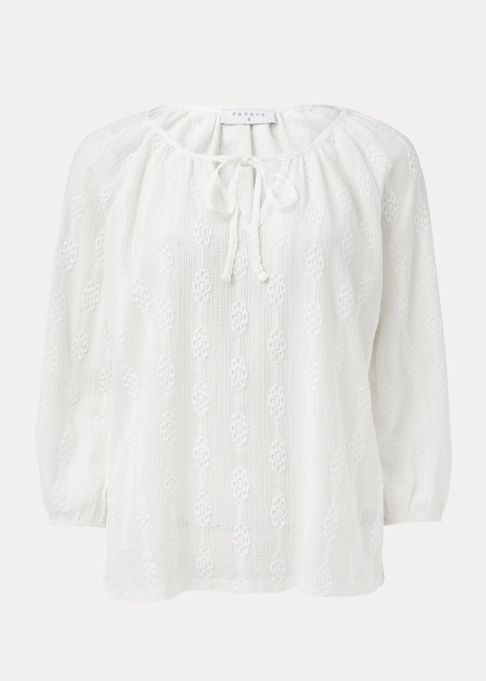 Ivory Textured Cutwork Top