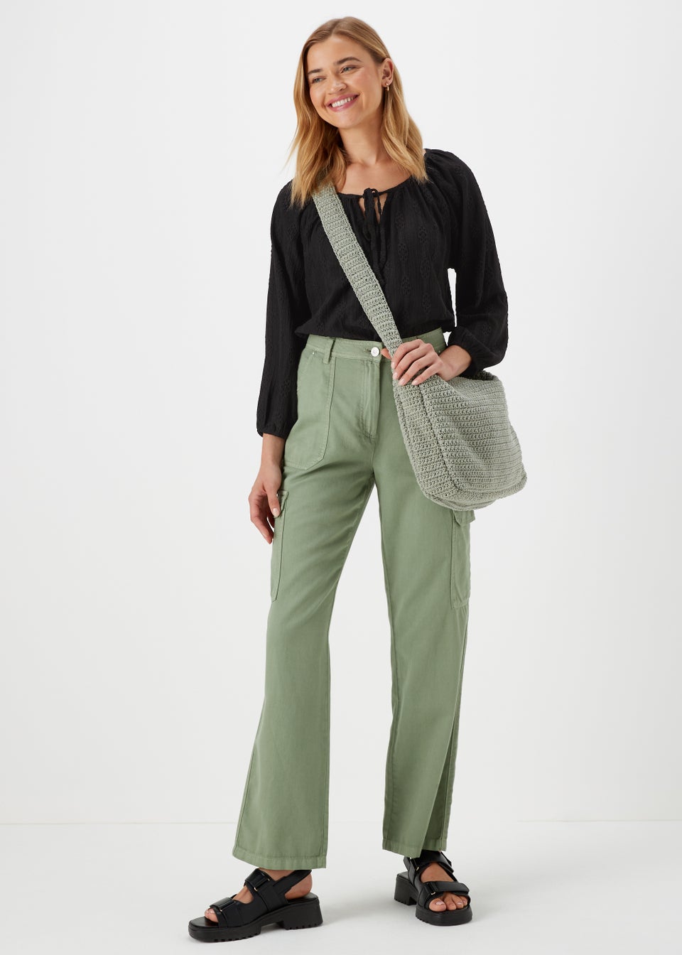 Black Textured Cutwork Top