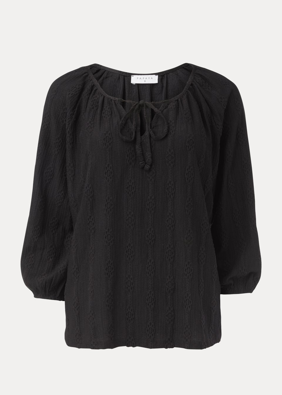 Black Textured Cutwork Top