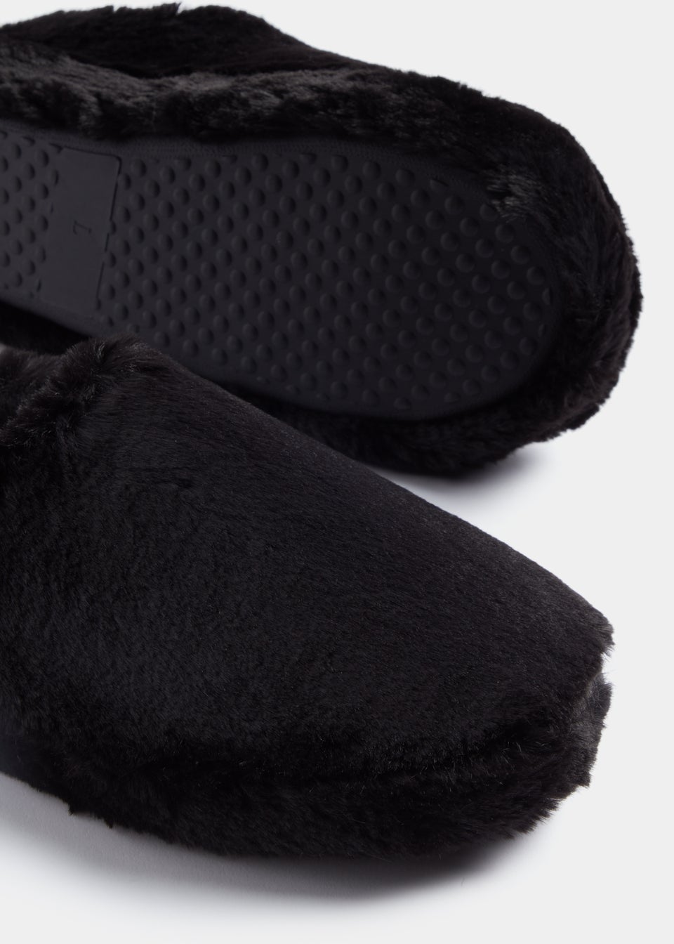 Black Faux Fur Mule Slippers