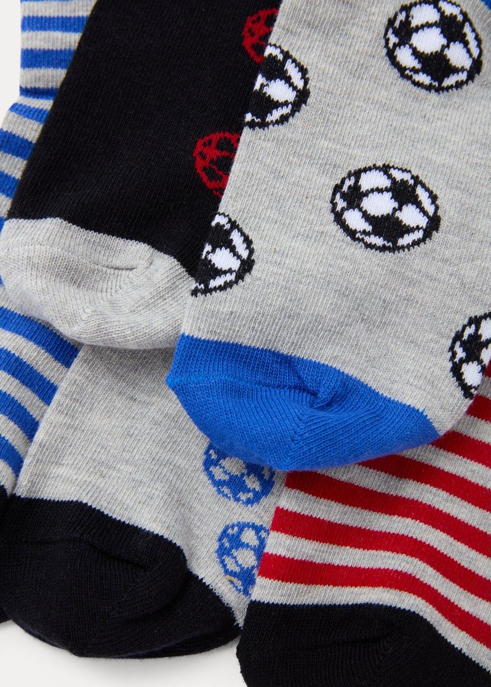 Boys 5 Pack Multicoloured Football Print Ankle Socks (Younger 6-Older 6.5)