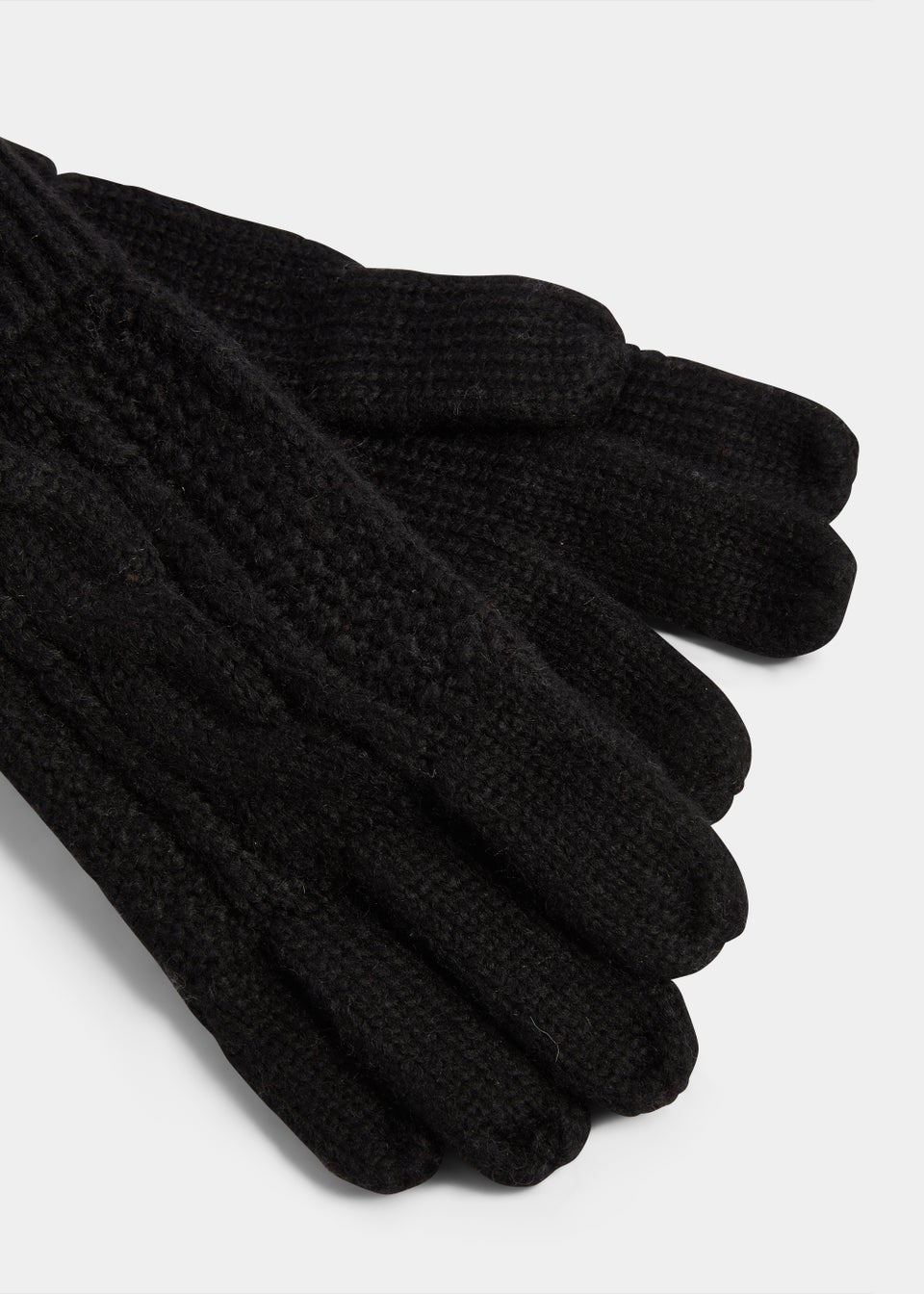 Black Cable Knit Gloves Matalan