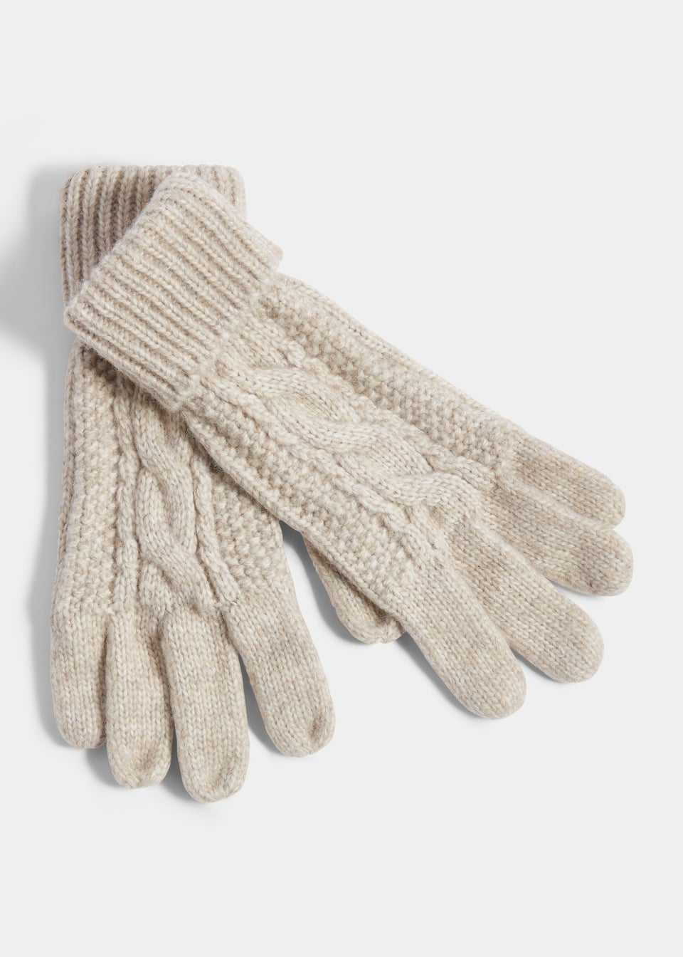 Oatmeal Cable Knit Gloves