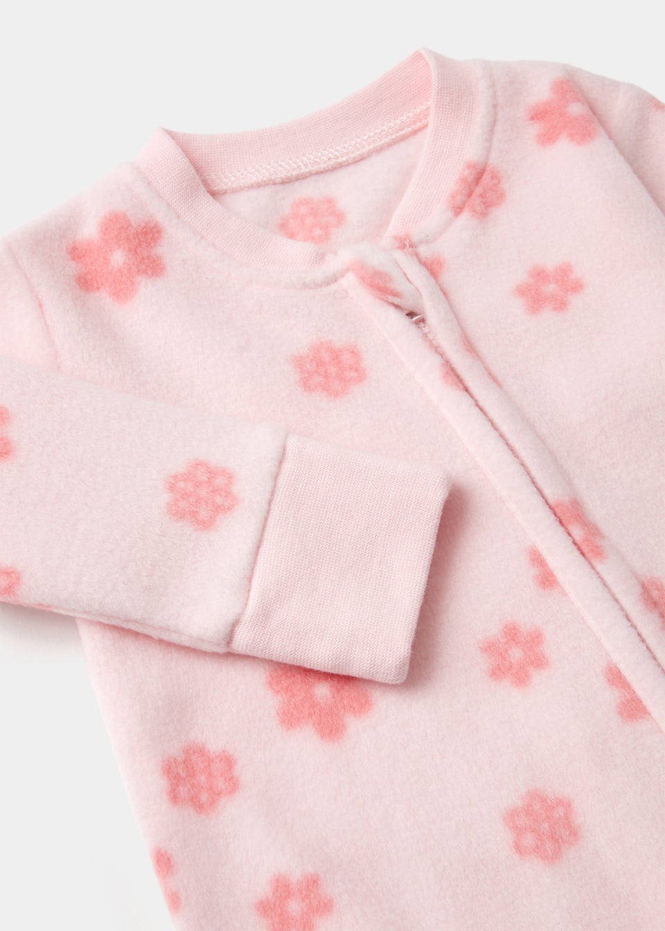 Baby Pink Floral Zip Up Fleece Sleepsuit (Newborn-18mths)