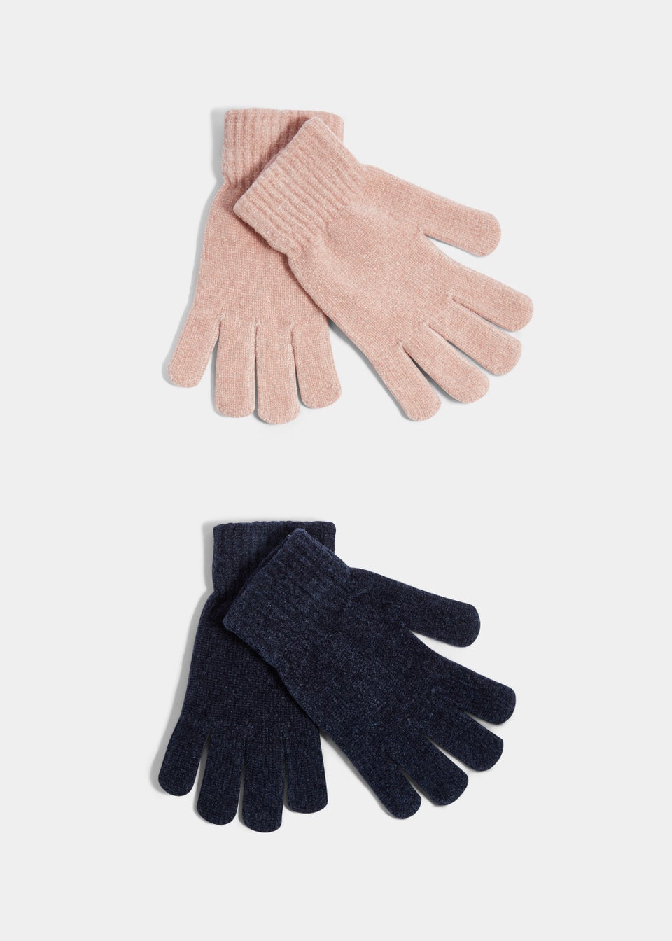 2 Pack Pink & Blue Chenille Gloves