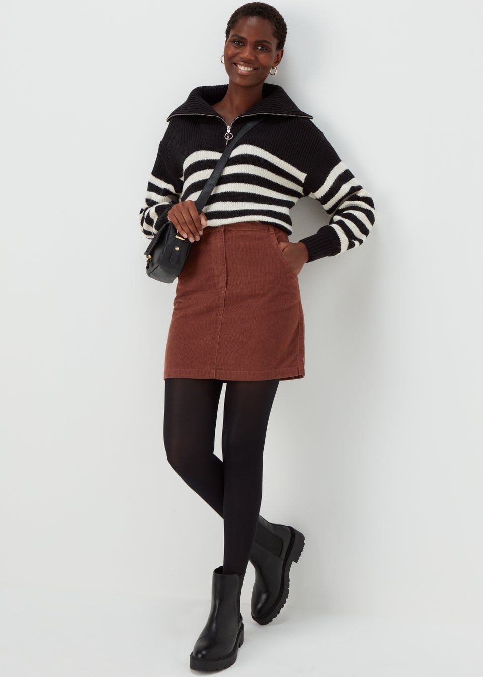 Papaya Petite Brown Cord Skirt