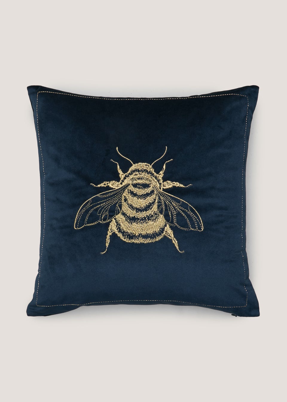 Navy Embroidered Bee Cushion (43cm x 43cm)