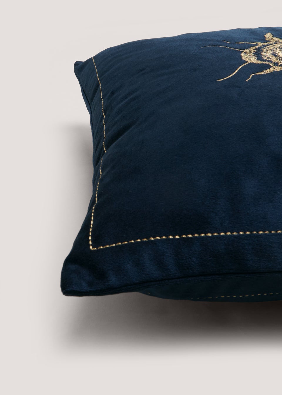Navy Embroidered Bee Cushion (43cm x 43cm)