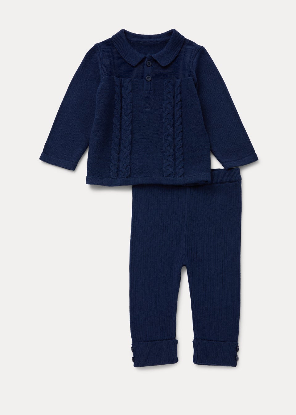 Baby Navy Knitted Polo Shirt Leggings Set Newborn 23mths Matalan