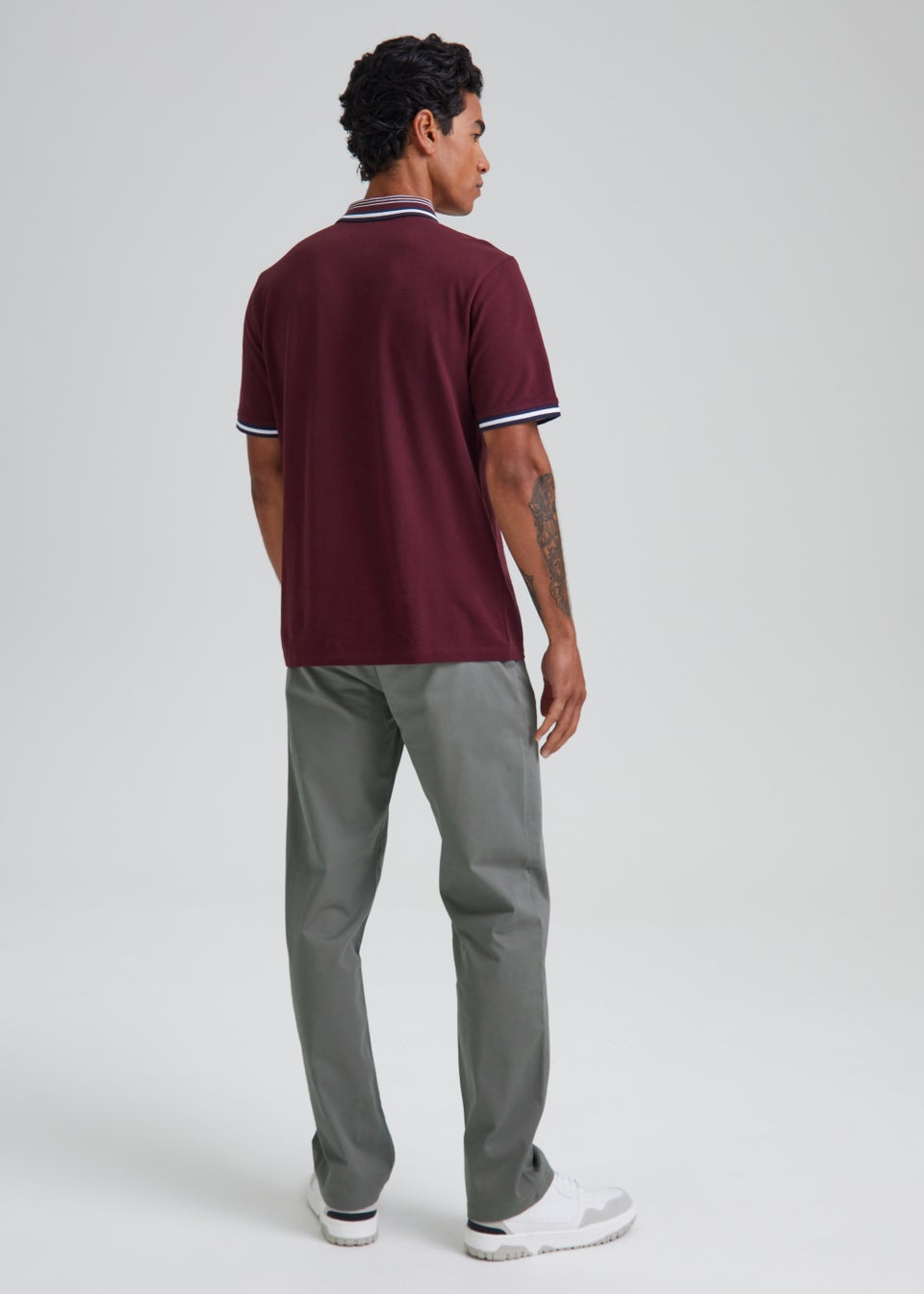 Grey Stretch Straight Fit Chinos