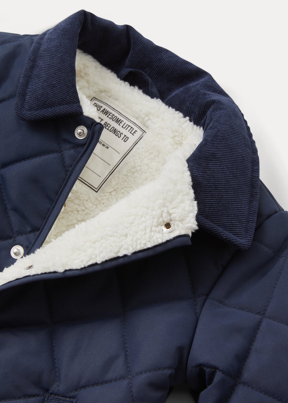 Navy Quilted Cord Collar Jacket (9mths-6yrs)