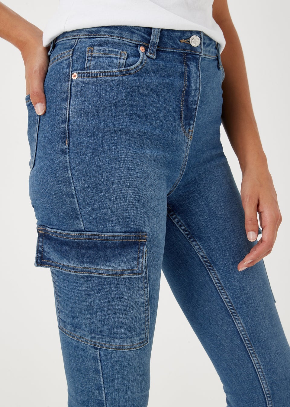 Dark Wash Cargo Skinny Jeans