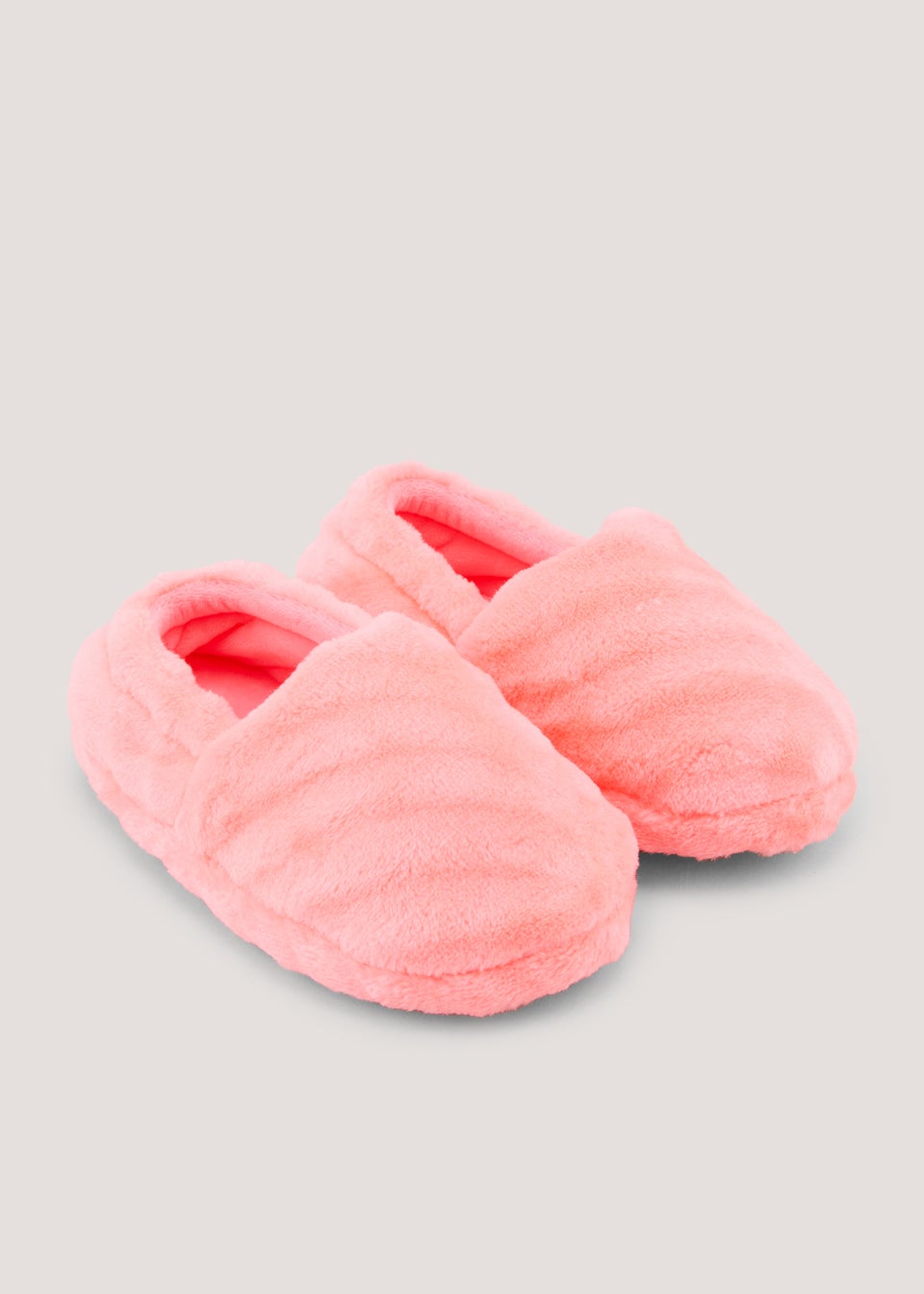 Girls Pink Faux Fur Mule Slippers (Younger 4-12)