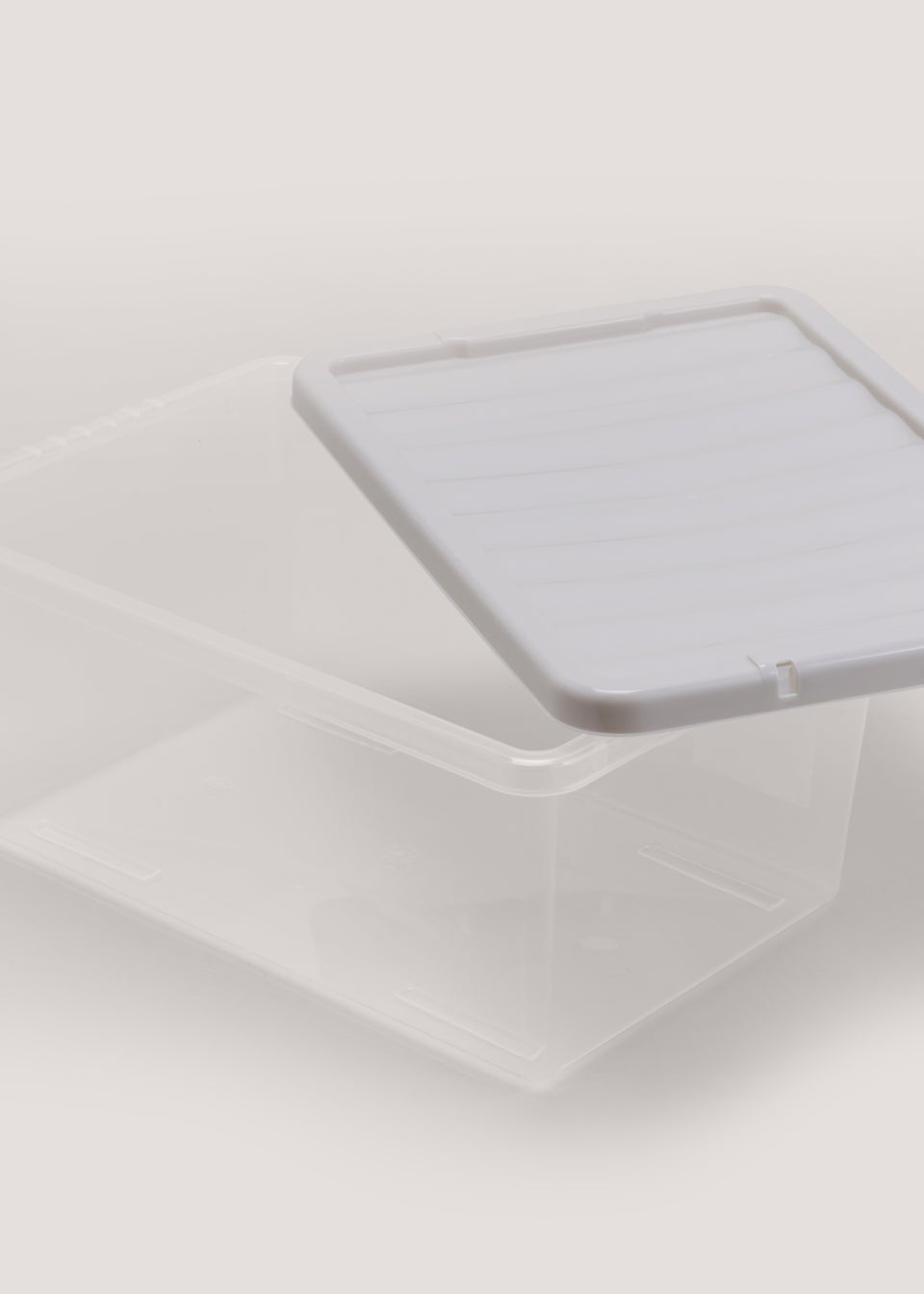Grey Lid Clear Storage Box (37cm x 15.5cm) Matalan