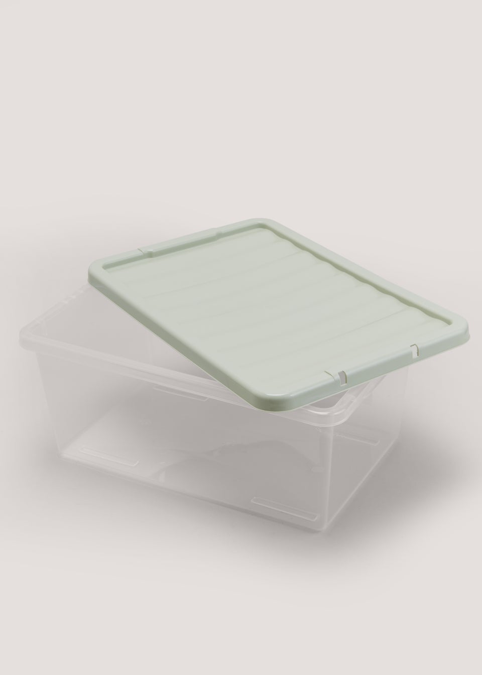 Green Lid Clear Storage Box (37cm x 15.5cm)