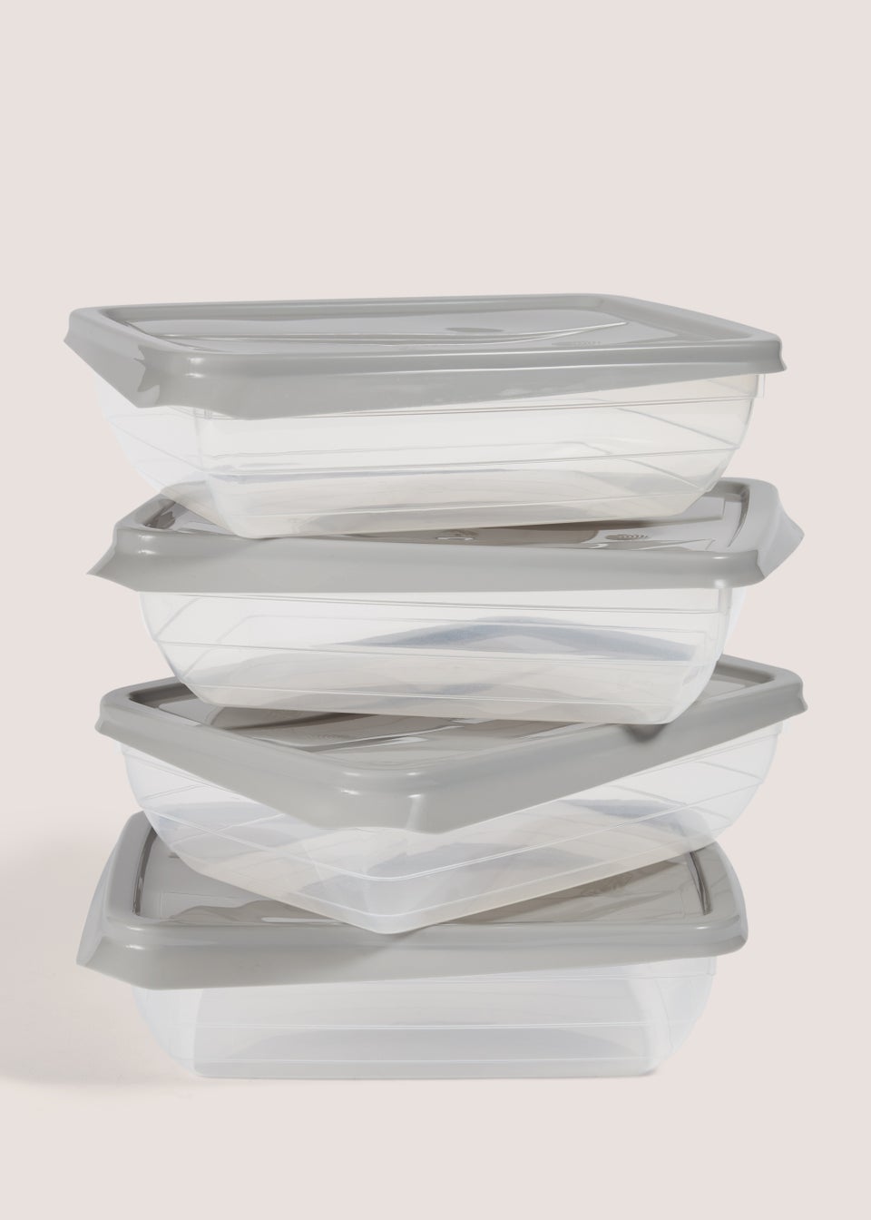 Set of 4 Grey Essential Containers (20cm x 5cm)