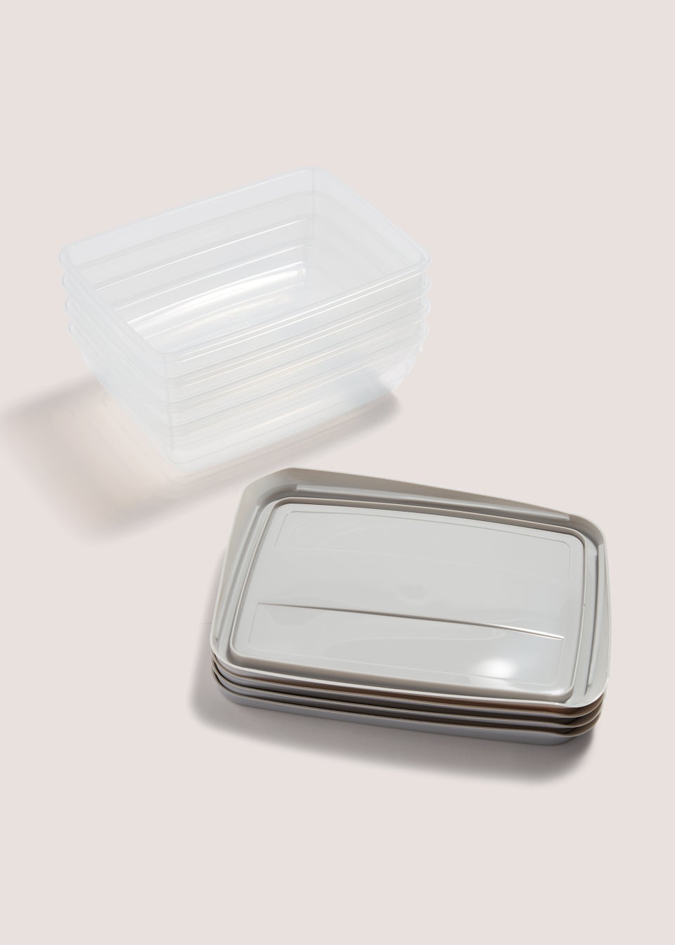 Set of 4 Grey Essential Containers (20cm x 5cm)