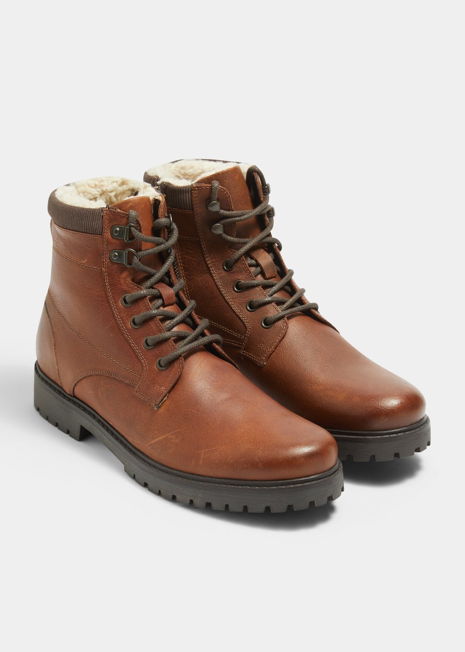 Brown Leather Faux Fur Lined Boots Matalan