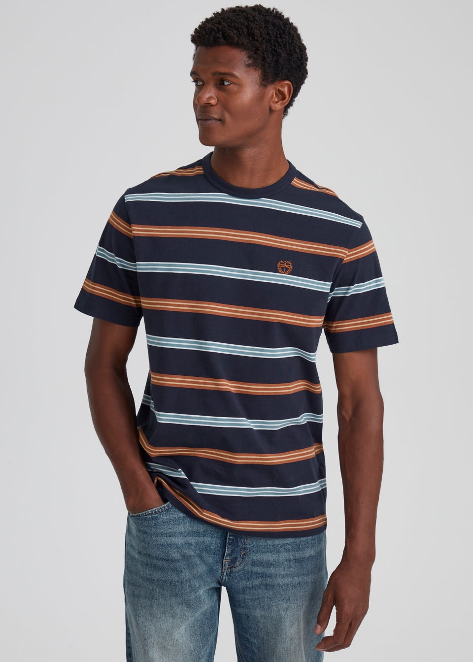 Burgundy & Navy Stripe T-Shirt