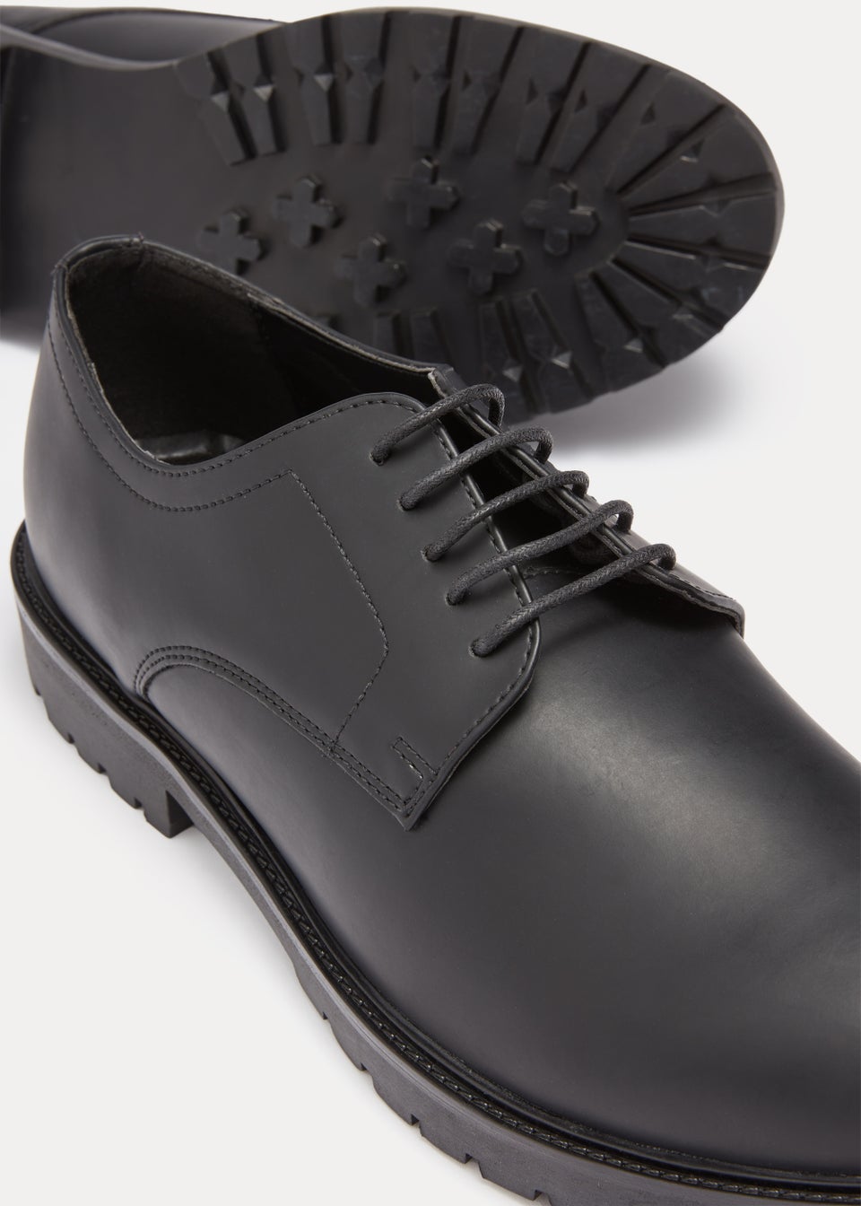 Black PU Cleated Derby Shoes