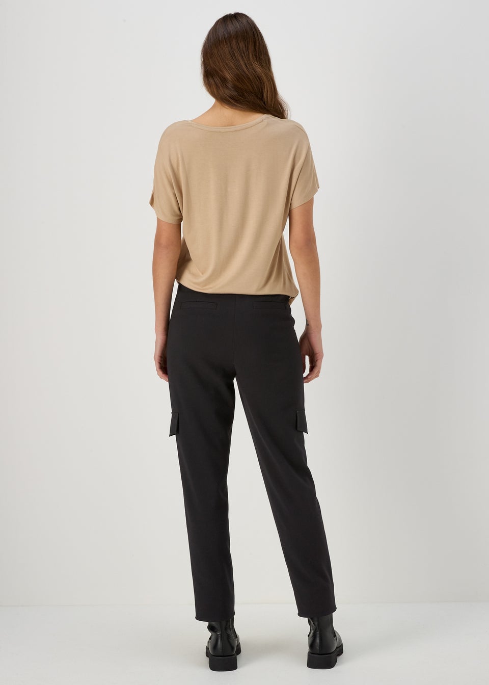 Papaya Curve Black Smart Cargo Trousers - Matalan