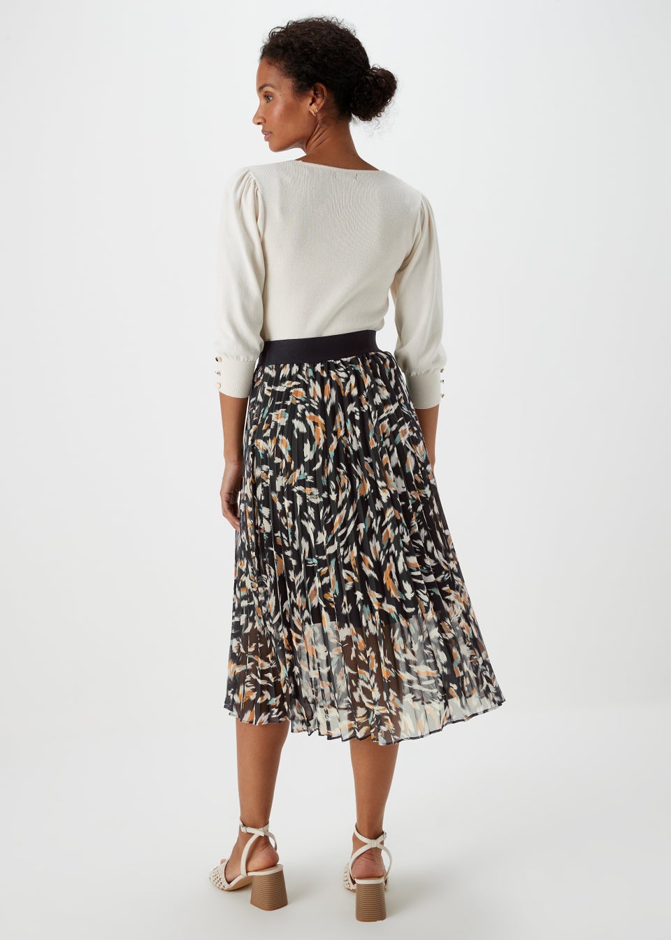 Et Vous Animal Print Pleated Skirt