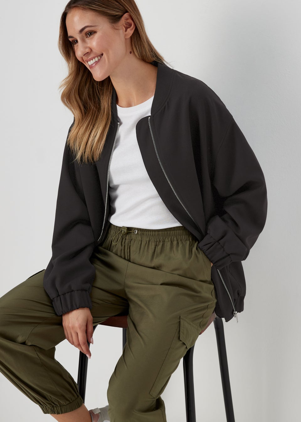 Light Grey Lightweight Bomber Jacket - Matalan