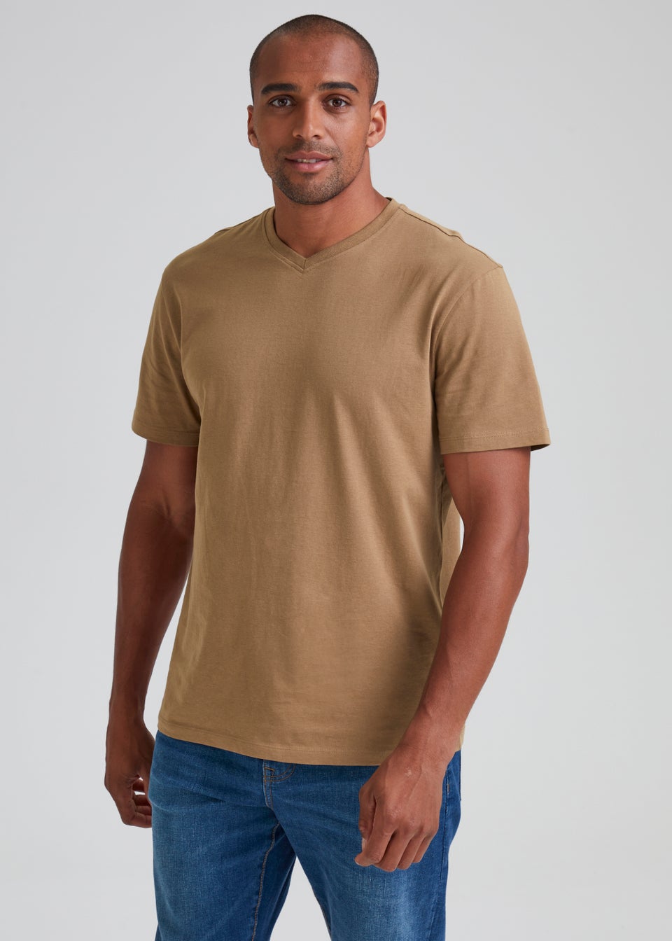 Brown Essential V Neck T-Shirt
