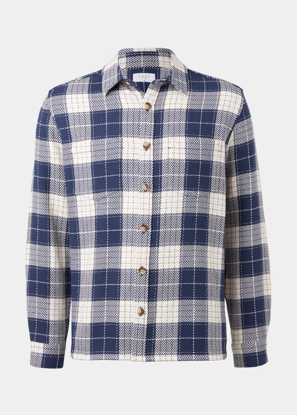 Navy Check Open Weave Overshirt