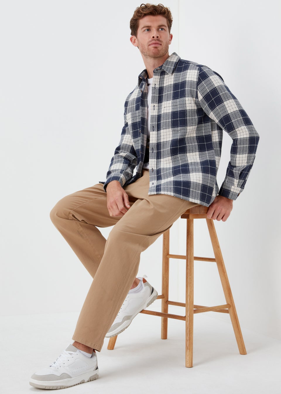 Navy Check Open Weave Overshirt