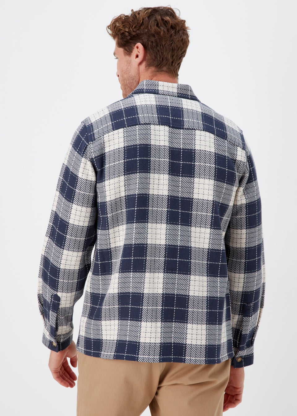 Navy Check Open Weave Overshirt