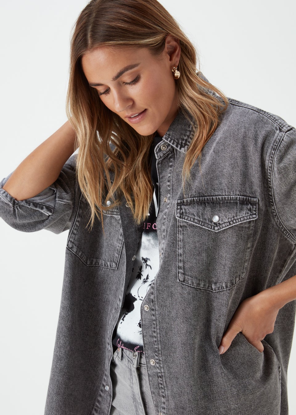 Grey 2025 denim shirt