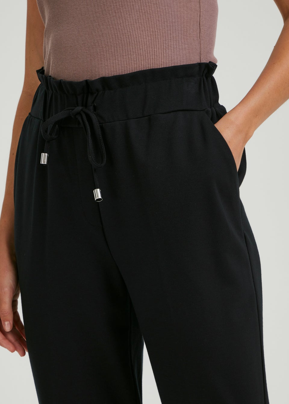 Black Paperbag Tapered Trousers Matalan