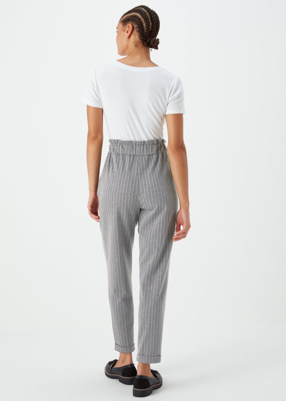 Grey & White Paperbag Trousers