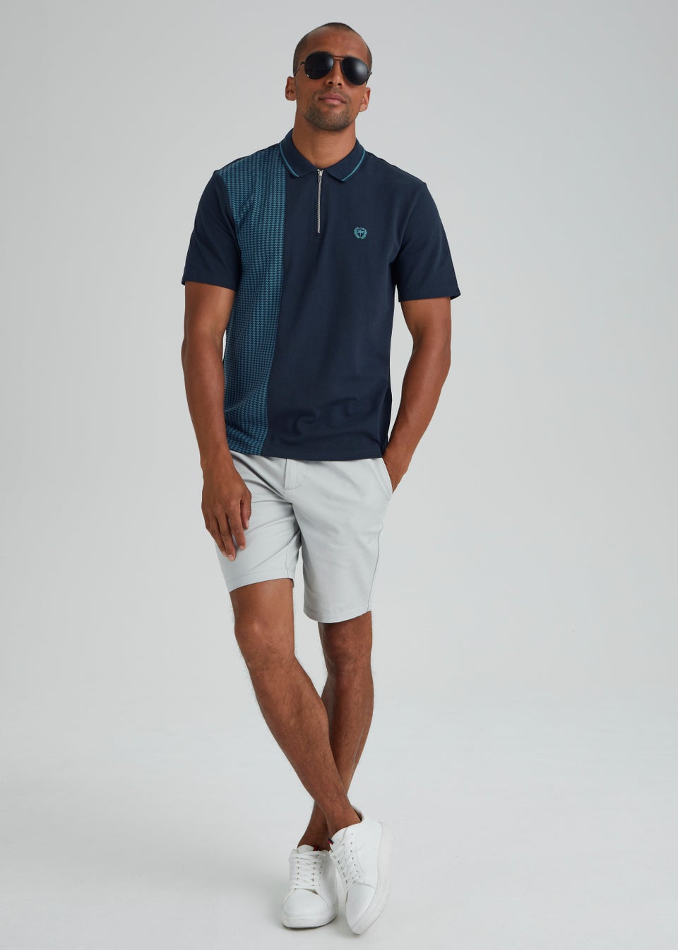 Blue Houndstooth Regular Fit Polo Shirt